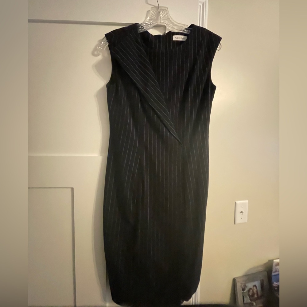 Calvin Klein Black Dress with Subtle Stripes